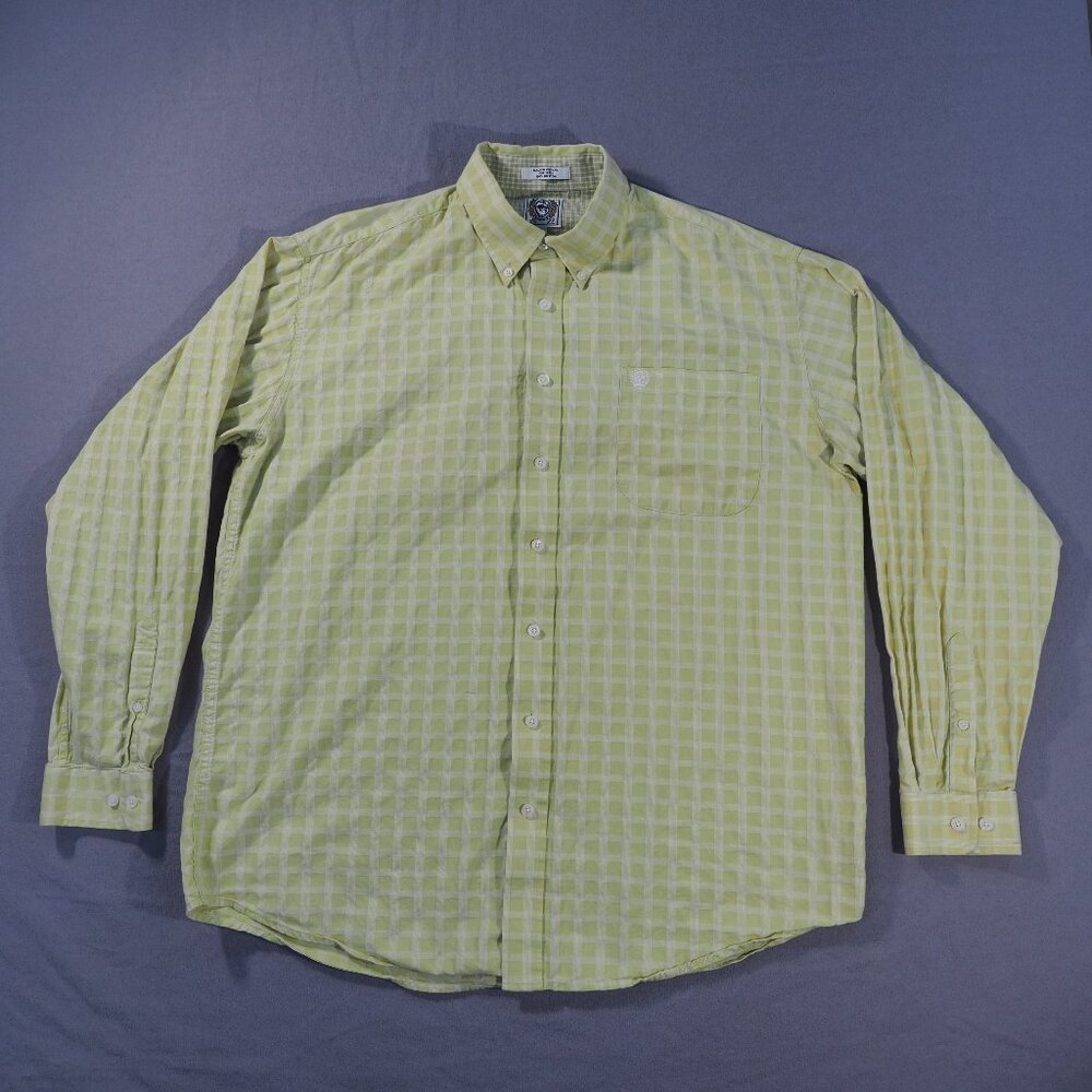 Cinch Shirt Mens Large Yellow Monochrome Check Country Southwest Preppy Cowboy